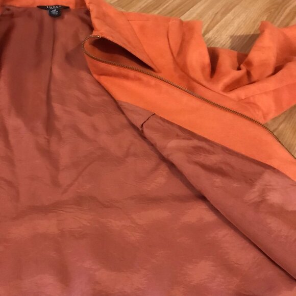 Index Petite Womens Orange Zip-Up Jacket 100% Polyester Size 14P Fall Suede Like - Picture 5 of 12